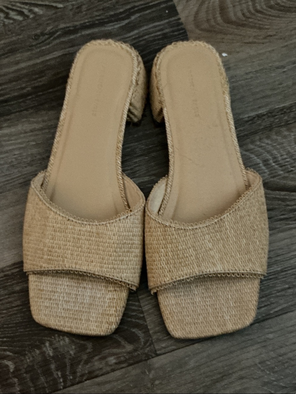 Neutral Straw Slide Heel - Beige Women’s Sandal